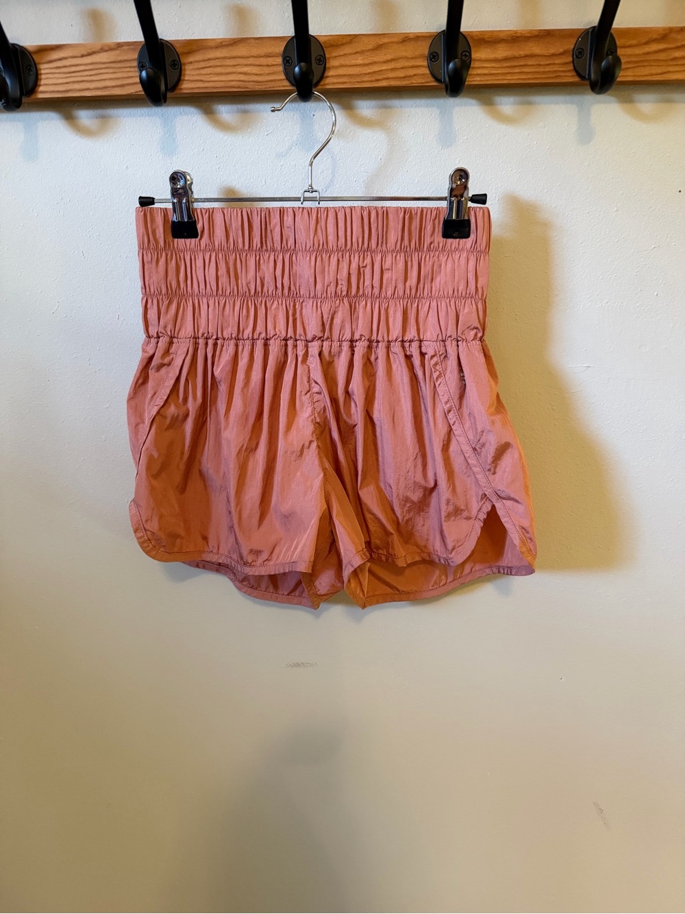 ✨ FP Movement High-Waisted Metallic Rose Running Shorts | XS 🏃‍♀️💖
